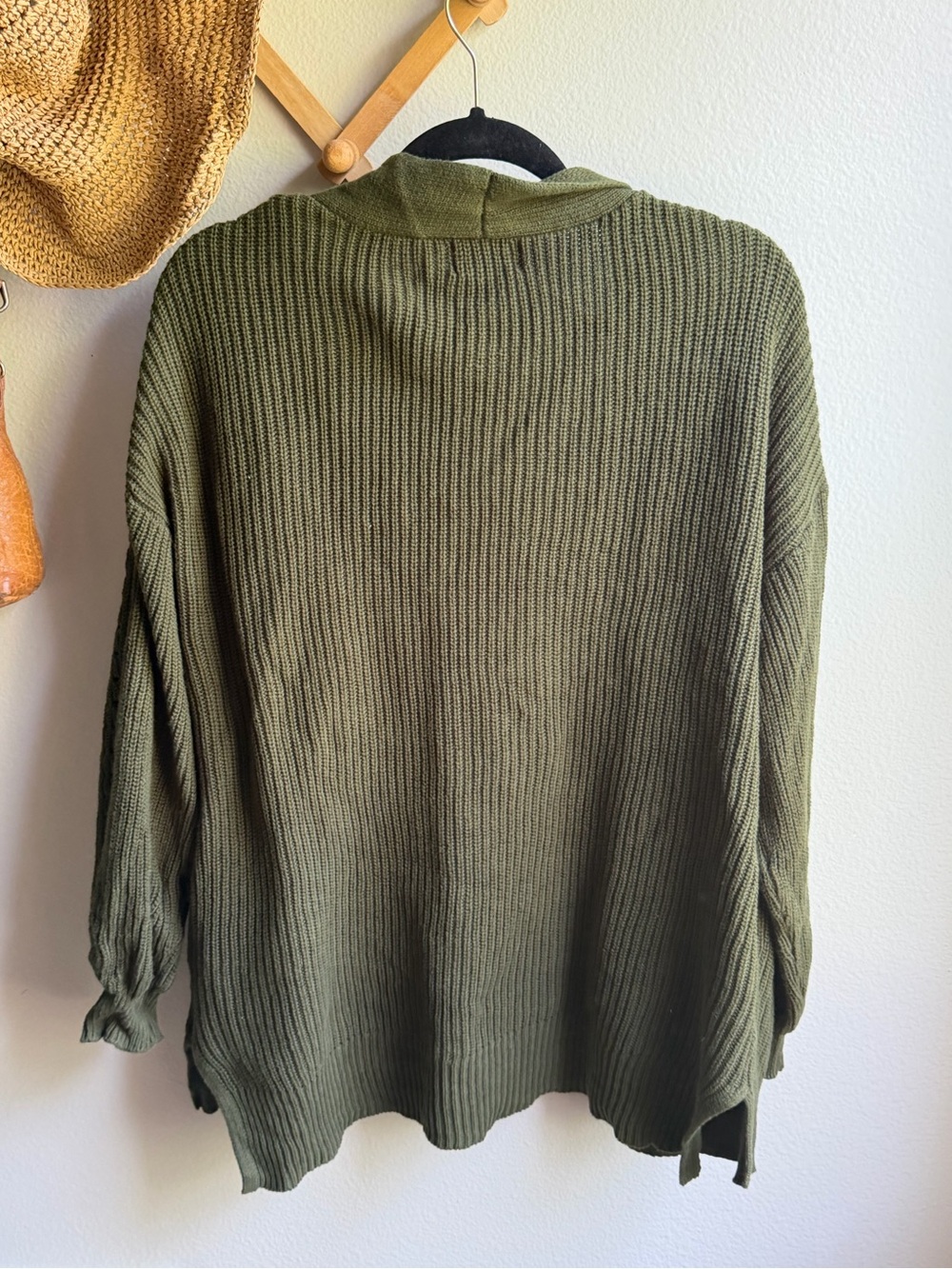 Universal Thread Olive Green Open-Front Ribbed Cardigan - Picture 7 of 8